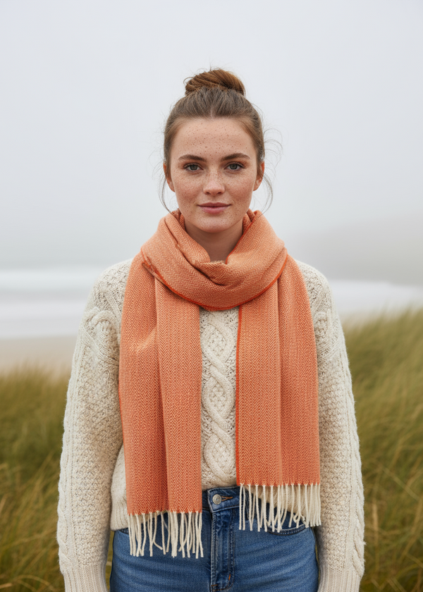 McNutt Lambswool Scarf | orange Check