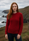 Original Aran Company Women's Slim-Fit Aran Sweater – Red