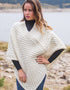 Aran Merino Wool V Poncho - Natural