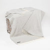 Oversize Merino Wool Cashmere Throw Pale Grey & Cream Herringbone