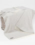Oversize Merino Wool Cashmere Throw Pale Grey & Cream Herringbone