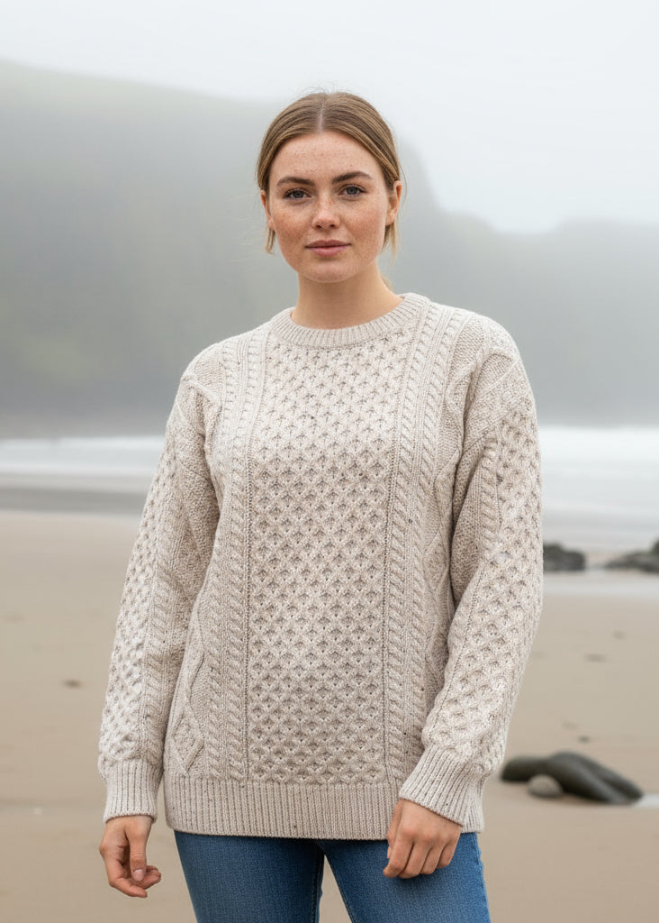 Oversized Lightweight Aran Sweater | Oatmeal