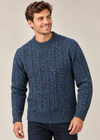 Men's 100% Merino Wool Fisherman Fleck Sweater | Blue Melange