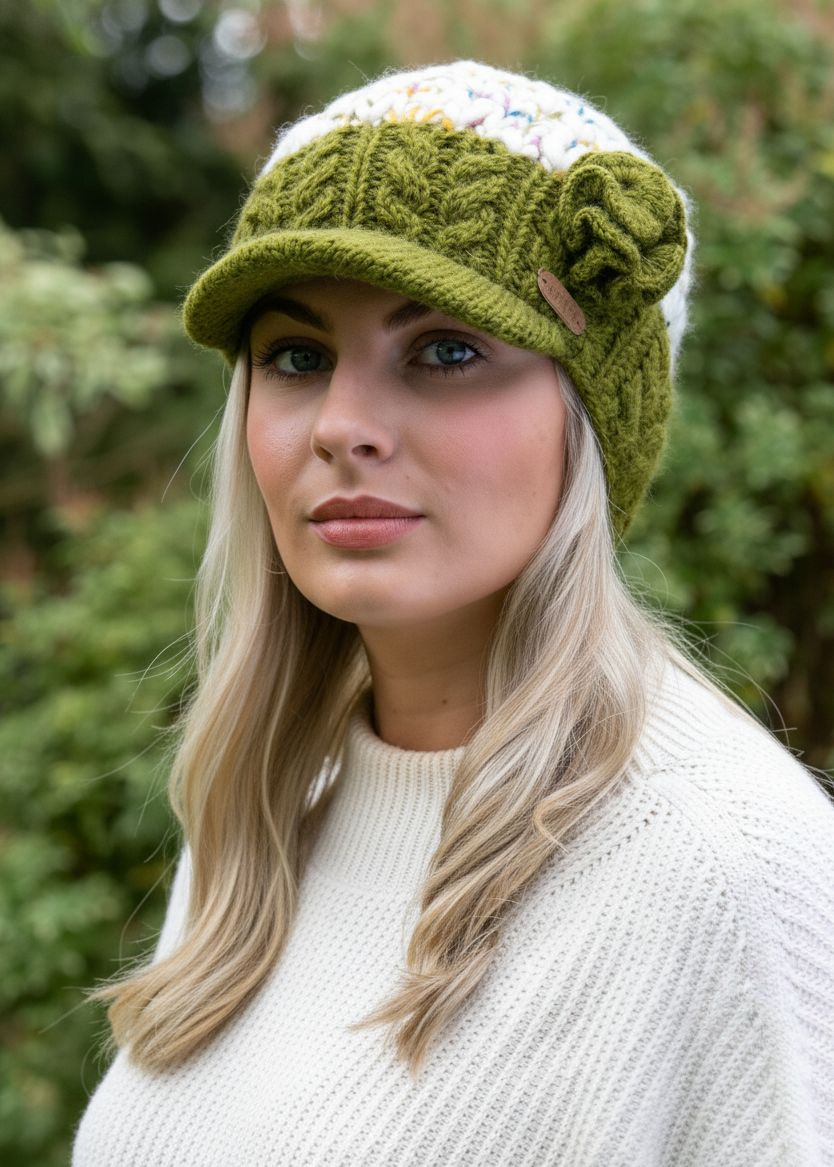 Green Wool Peak Hat
