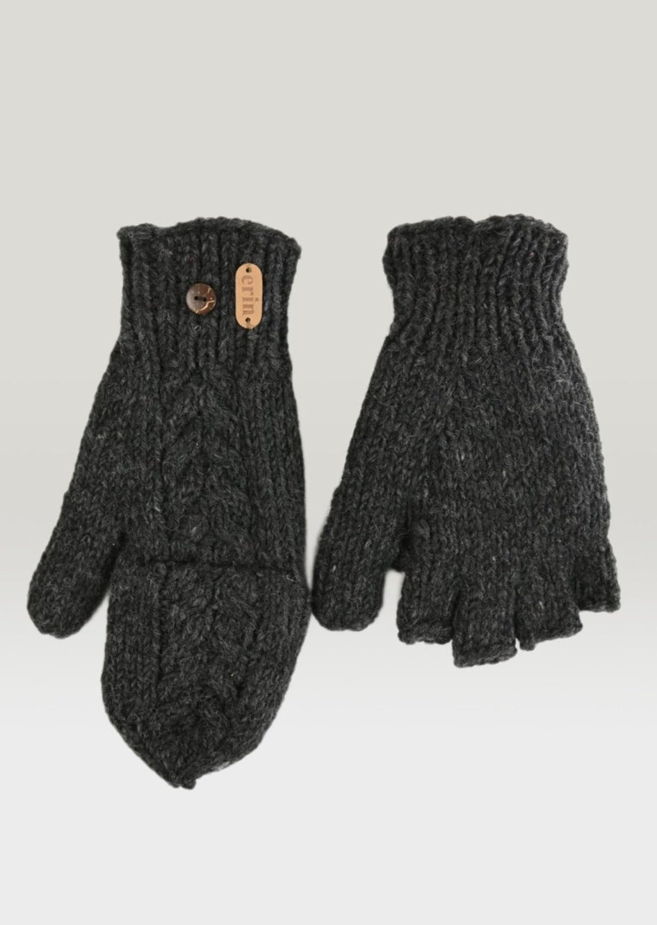 Aran Cable Hunter Gloves - Charcoal