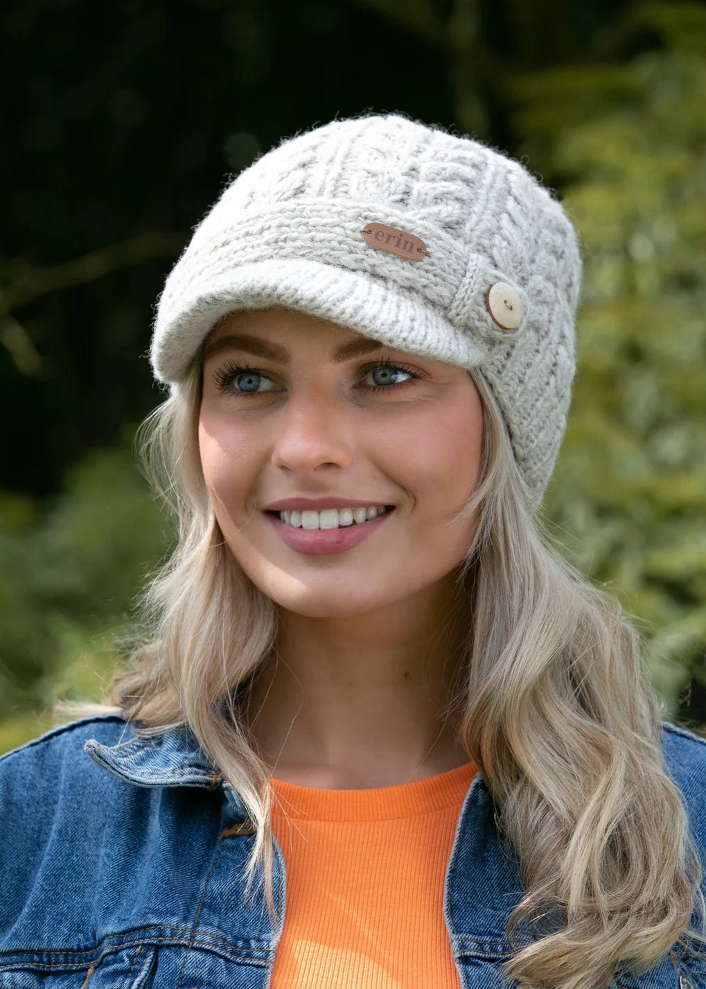 Aran Cable Peak Hat | Oatmeal