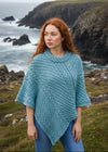 Aran Merino Wool Cowl Poncho | Aqua