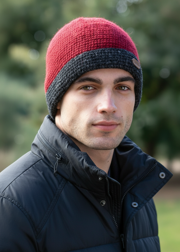 Erin Charcoal Rib Pullon Hat | Red Charcoal