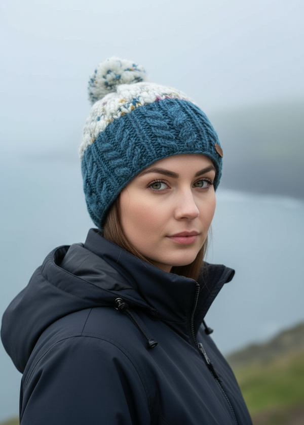 Erin Wool Bobble Flecked Denim Hat