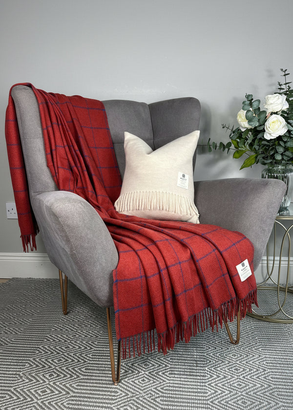 Mcnutt Cashmere & Merino Throw | Paprika Windowpane
