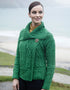 Patchwork Ladies Aran Cardigan | Green
