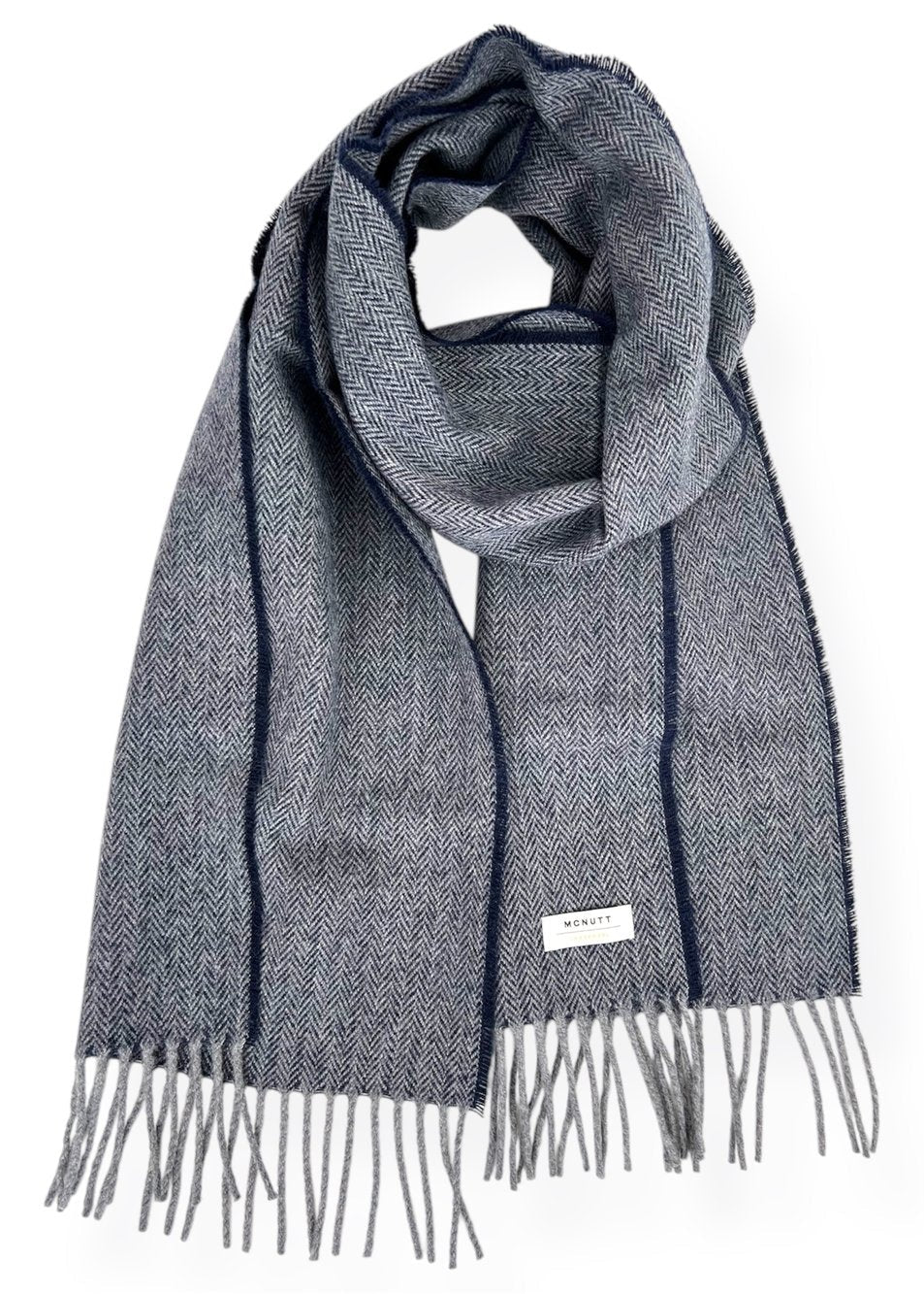 McNutt Lambswool Scarf | Navy & Grey