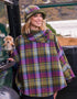 Mucros Irish Poncho | Green Purple Check