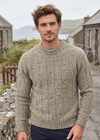 Full-Men's 100% Merino Wool Fisherman Fleck Sweater | Warm Beige