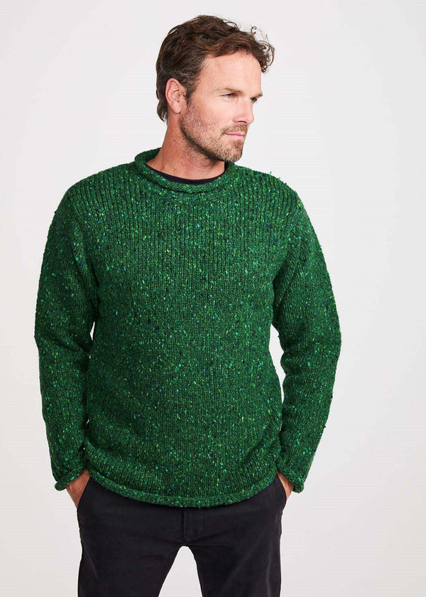 Donegal Roll Neck Fisherman Sweater | Green