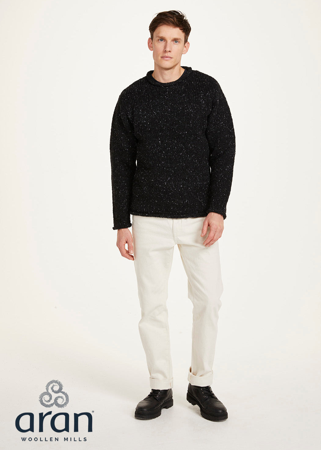 Raheen Tweed Roll Neck Mens Sweater