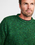 Donegal Roll Neck Fisherman Sweater - Green Fleck | 100% Wool