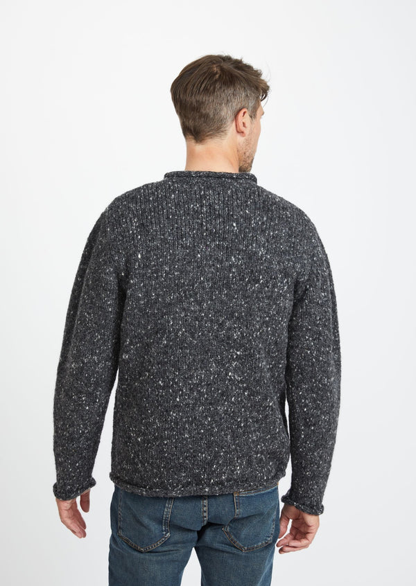 Raheen Tweed Roll Neck Mens Sweater - Grey