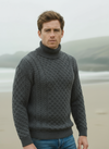 Aran Merino Polo Neck Sweater | Charcoal