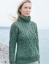 Aran Turtle Neck Sweater | Green