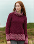 Aran Women's Celtic Design Sweater | Wine