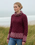 Aran Women's Celtic Design Sweater | Wine