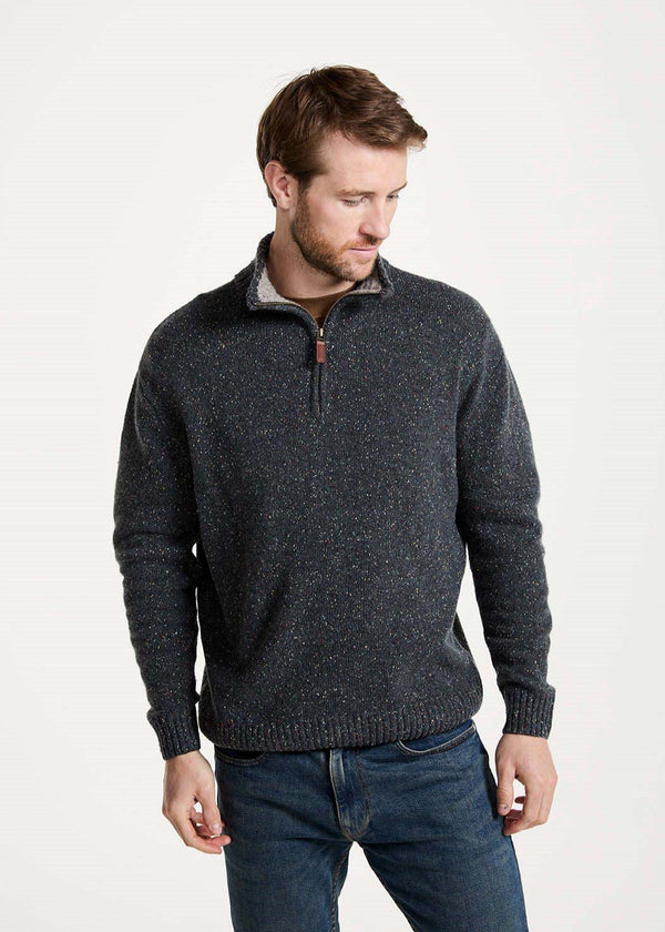 Aran Troyer Zip Sweater | Graphite