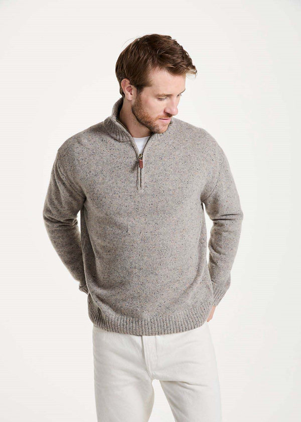 Aran Troyer Zip Sweater | Oatmeal