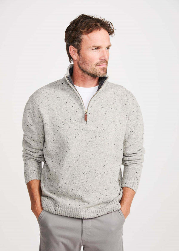 Aran Troyer Zip Sweater | Grey