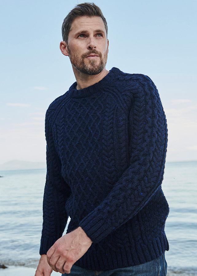 Aran Donegal Wool Sweater | Navy