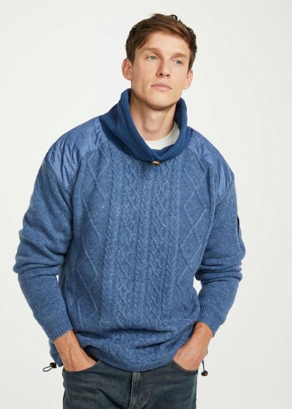 Aran Diamond Knit Sweater | Denim