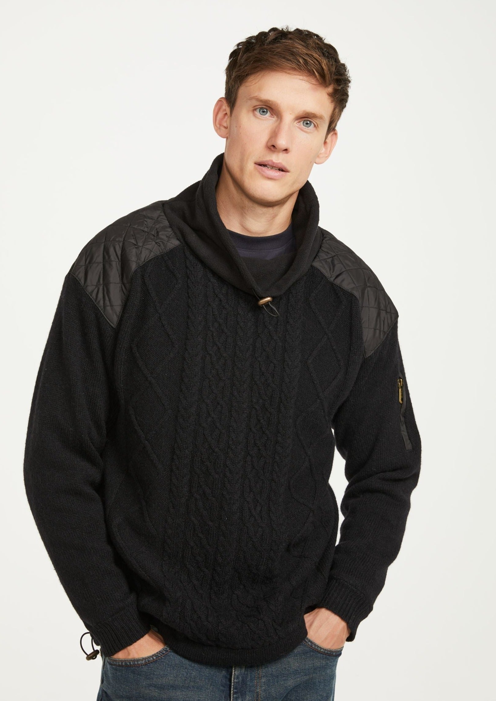 Aran Diamond Knit Sweater | Black