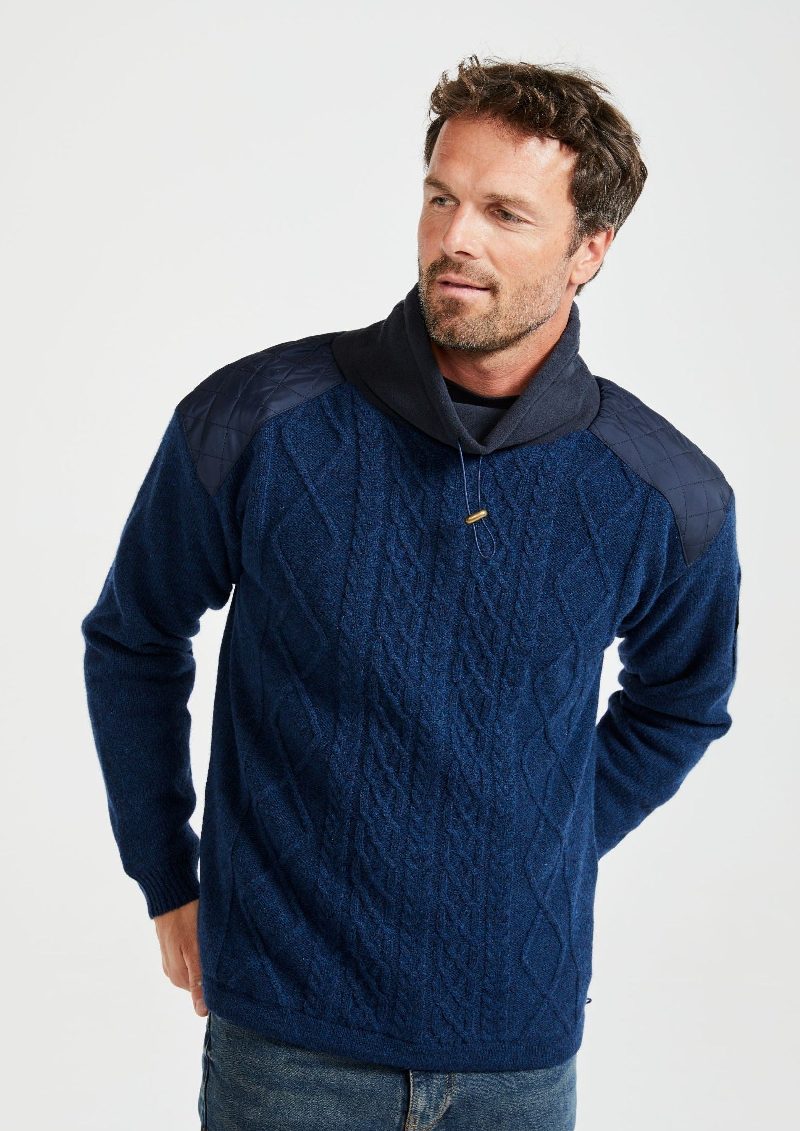 Aran Diamond Knit Sweater - Blue