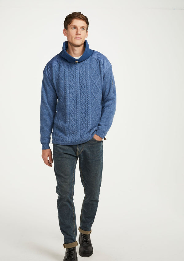 Aran Diamond Knit Sweater - Light Blue
