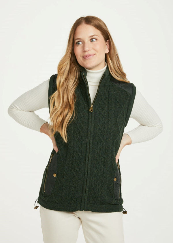 Aran Fleece Lined Women's Gilet | Green