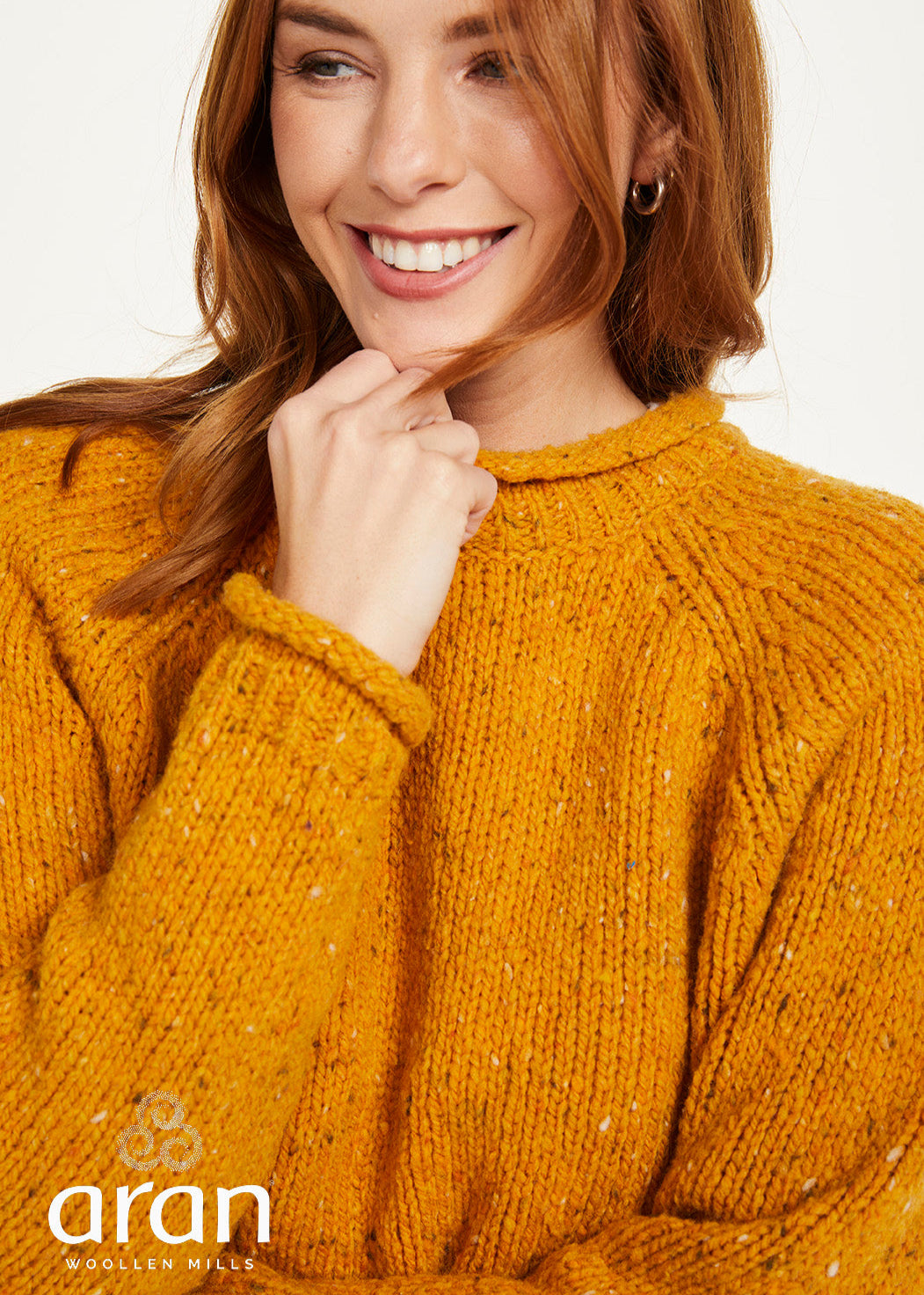 Ladies Donegal Roll Neck Sweater | Sunflower