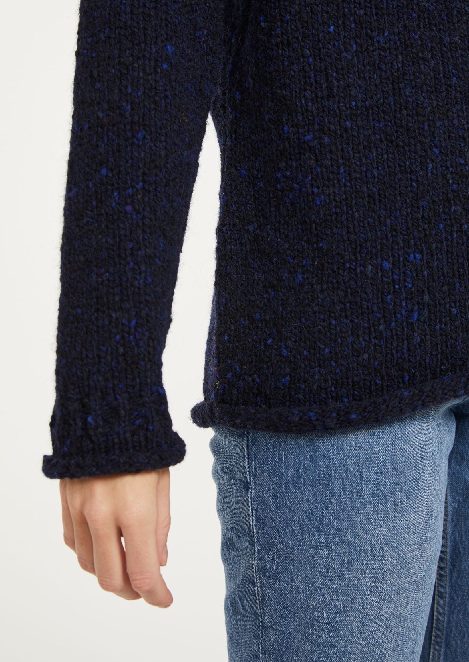 Ladies Donegal Roll Neck Sweater | Navy