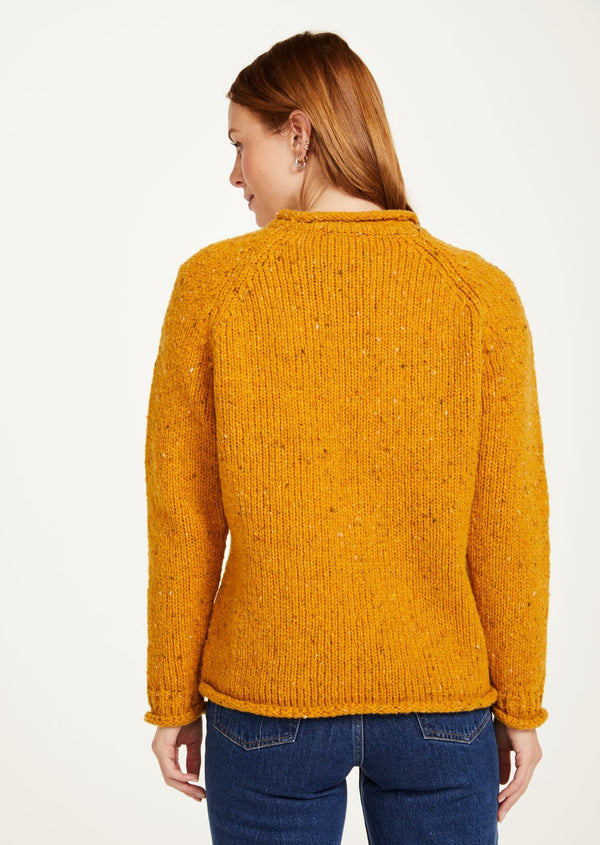 Ladies Donegal Roll Neck Sweater - Yellow