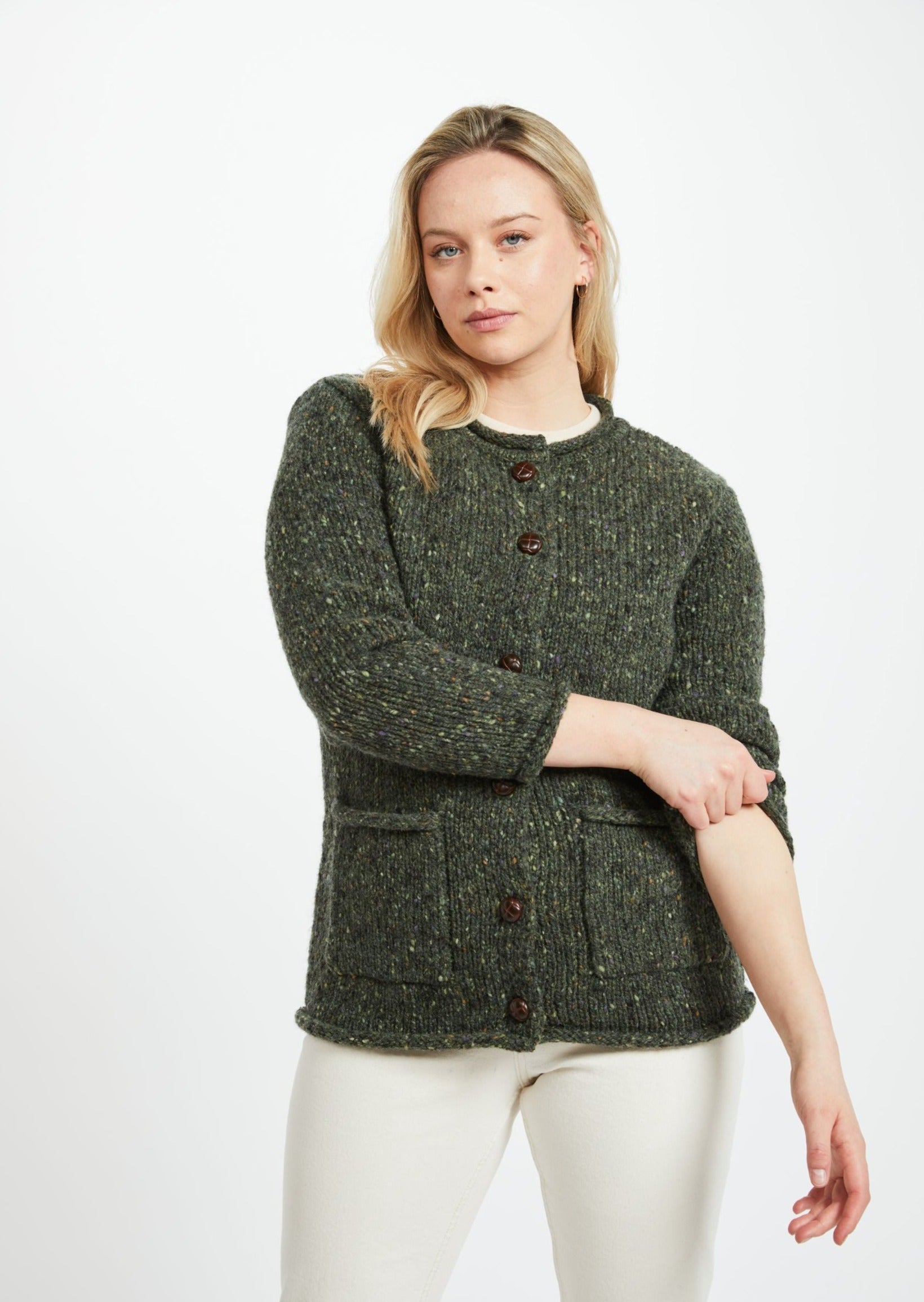 Ladies Donegal Wool Cardigan | Green
