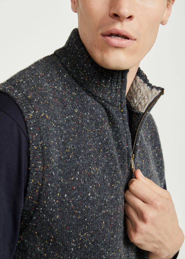 Men's Aran Nepped Gilet | Grey