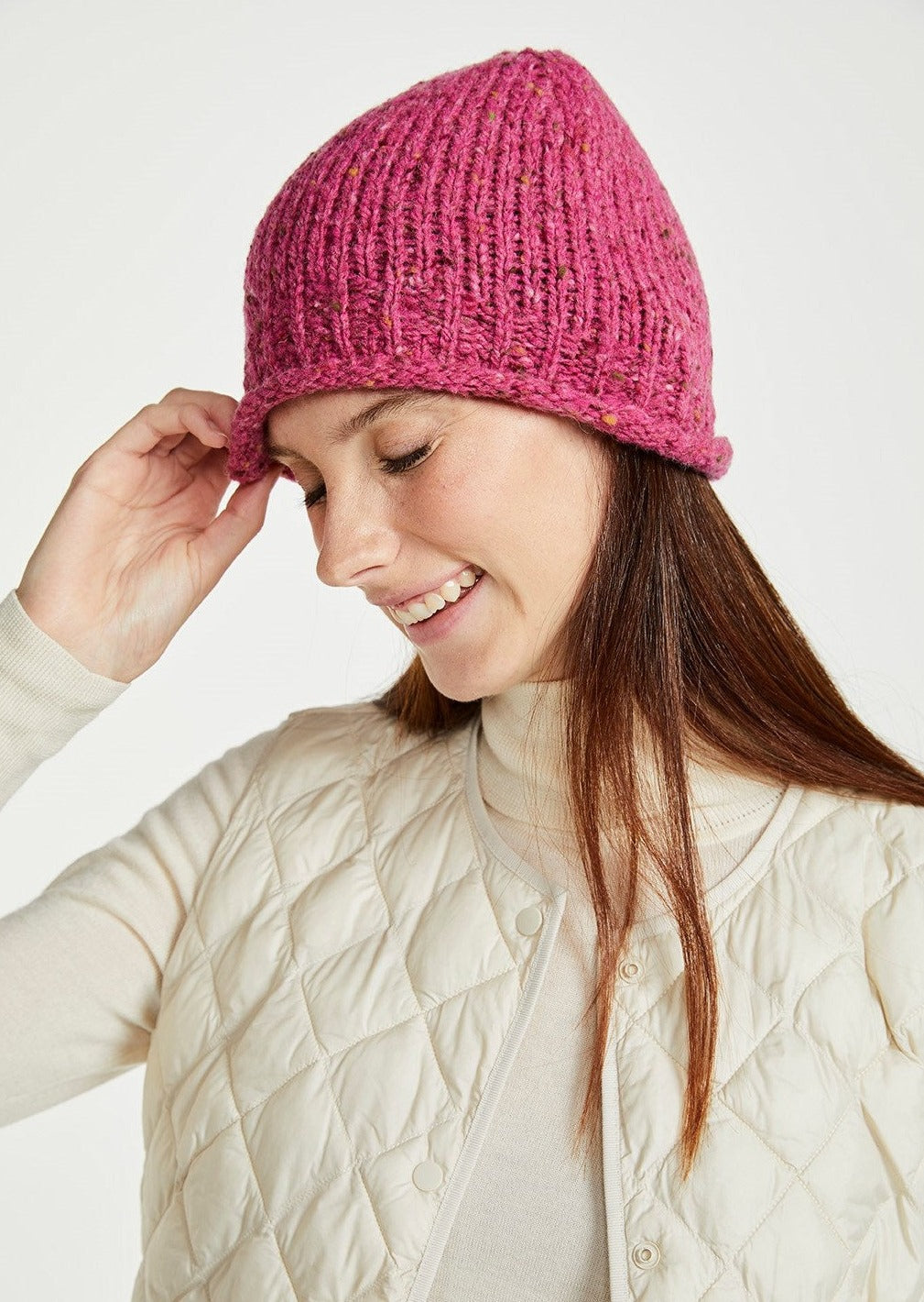 Donegal Wool Beanie Hat - Pink