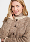Ladies Raglan Donegal Tweed Cardigan - Oat