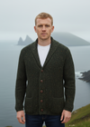 Men's Fisherman Rib Shawl Cardigan | Green