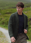 Men's Fisherman Rib Shawl Cardigan | Green