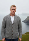 Aran Men's Fisherman Shawl Cardigan | Grey