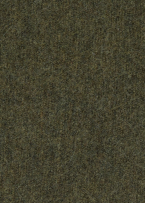 A close-up texture shot of a dark olive green and brown melange felt fabric.