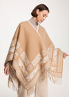 Aran 100% Wool Reversible Celtic Shawl | Natural - Clearance