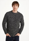 Donegal Tweed Celtic Design Aran Sweater | Charcoal