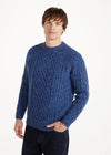 Donegal Tweed Aran Crew Neck Sweater | Blue