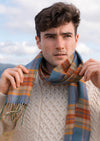 John Hanly Merino Scarf | Sea Green Rust